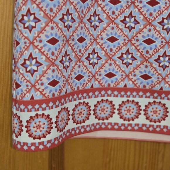 TALBOTS Skirt 10 Medallion Border Print Stretch Cotton Pink Red Blue NEW - Picture 9 of 15